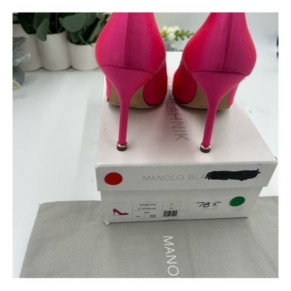Women's Manolo Blahnik pink 105 mm satin heels size 37 made in Italy - Picture 3 of 6